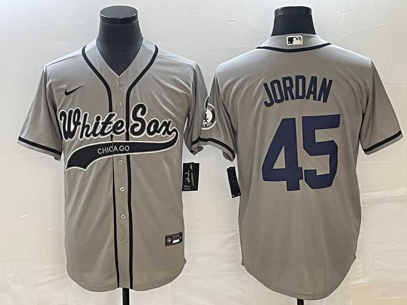 Mens Chicago White Sox #45 Michael Jordan Grey Cool Base Stitched Jersey